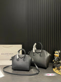 Structured Leather Top Handle Bag